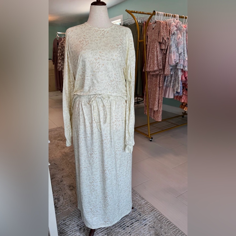 Elegant pj set skirt and shirt set